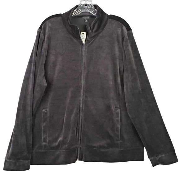 Talbots Velour Jacket Zip Up Womens Size XL Black Velvet Long Sleeve Pockets New - Picture 2 of 8